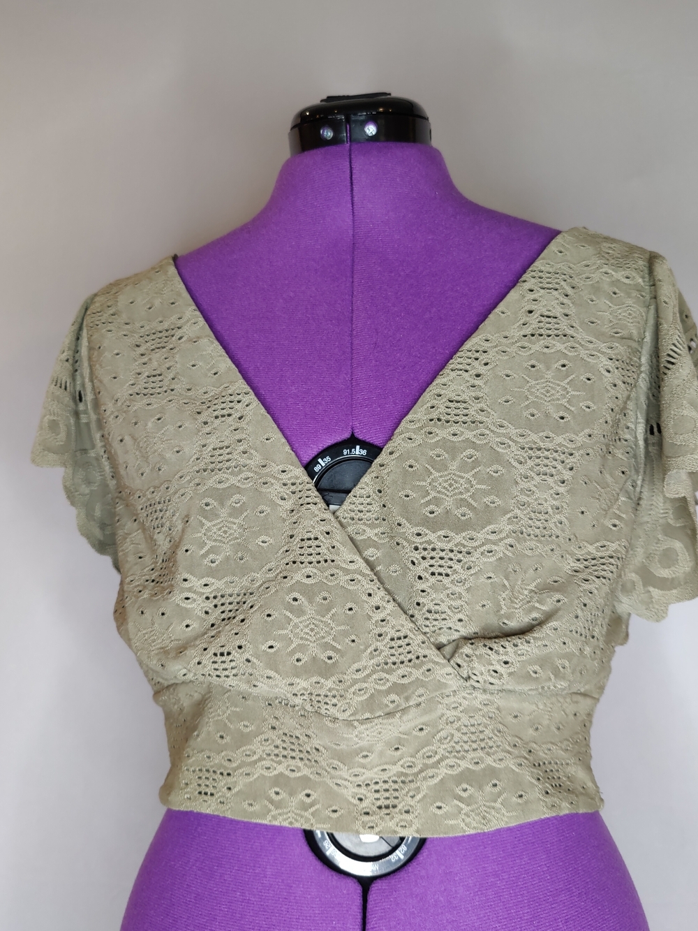 URBAN Romantics Olive Green Lace Wrap Crop Top